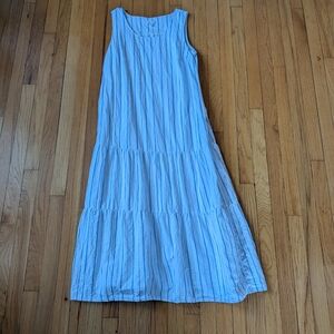 J. Jill White And Blue Striped Sleeveless Dress